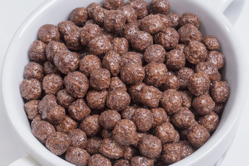 Chocolate cereals in a mug