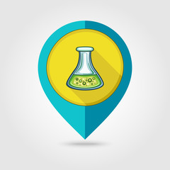 Flask Tube flat mapping pin icon