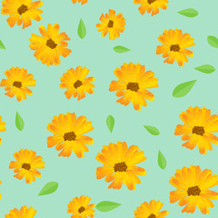 Yellow flower seamless pattern vector background