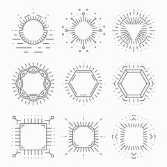 Fototapeta premium Thin line hipster frames for emblems and badges