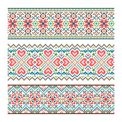 Embroidered handmade stitch Ukraine ethnic pattern