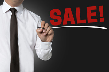 Sale is written by businessman background