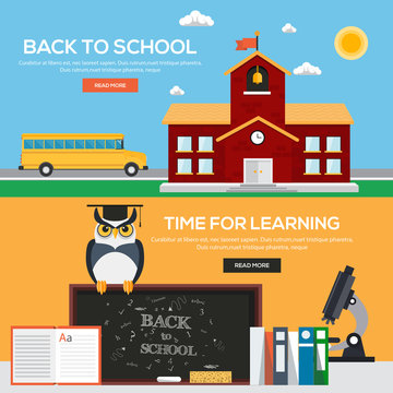 Flat back to school banners concept