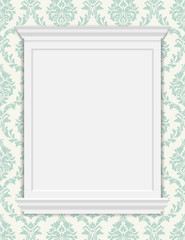 Vector vintage frame moldings on retro wallpaper