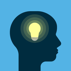 The birth of a new idea. Light bulb - metaphor for creativity. H