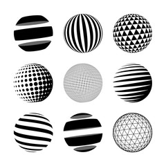Set of black abstract sphere