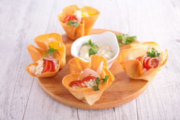 finger food with cheese cream