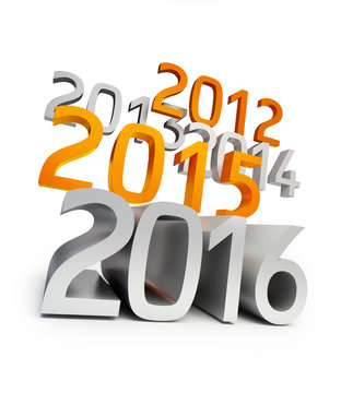 new year 2016. 3d Illustrations on a white background