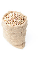 raw cowpea beans in the sack, (large depth of field, taken with tilt shift lens)