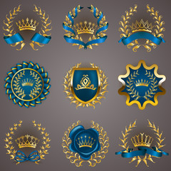 Luxury gold labels with laurel wreath