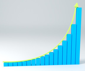 Business graph with arrow up exponential