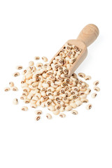 raw white cowpea in the wooden shovel, (large depth of field, taken with tilt shift lens)