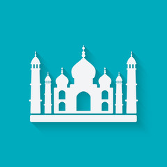 Taj Mahal on blue background