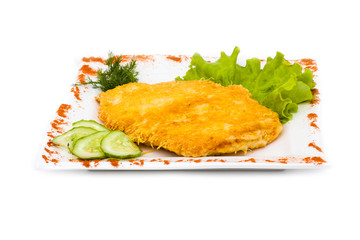 chicken pie isolated on white