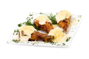 Fried Chicken Wings on white