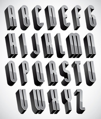 3d font, thin and tall dimensional letters set made with round e