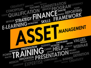 Asset Management word cloud, business concept