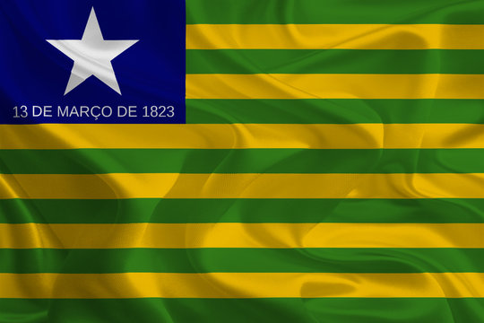 Brazil State Flags: Waving Fabric Flag of Piau&iacute;