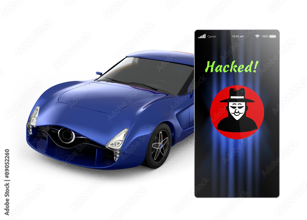 Poster concept for car hacker hacked a car by remote control
