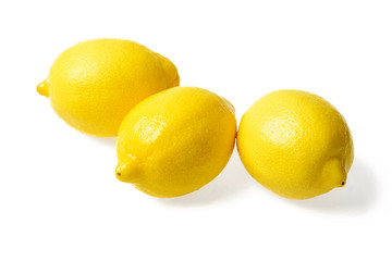 fresh yellow lemons on white