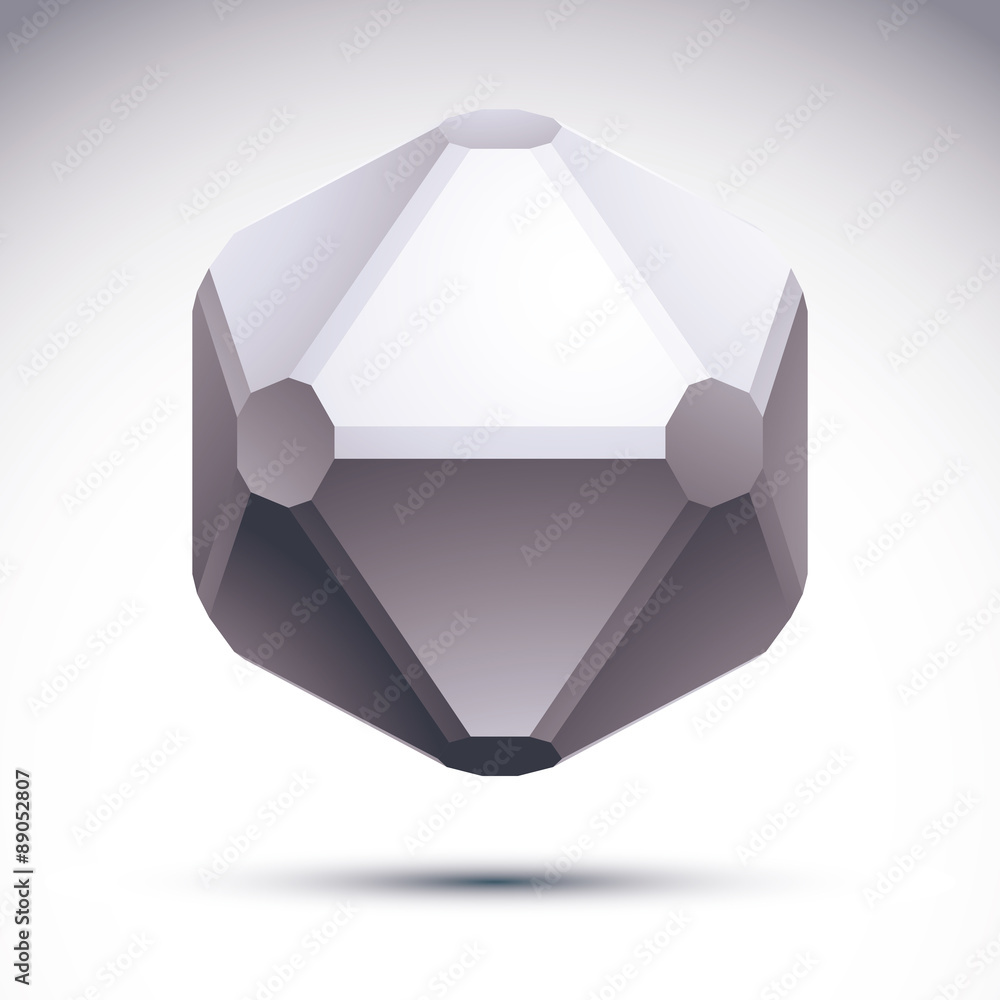 Poster 3d origami abstract object, vector abstract design element, clea