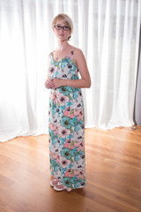 Portrait attractive young woman in summer dress
