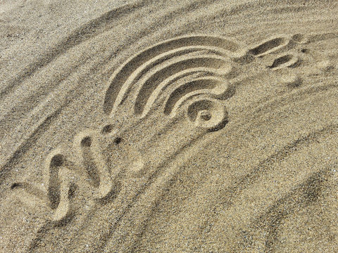 wi-fi symbol on the beach