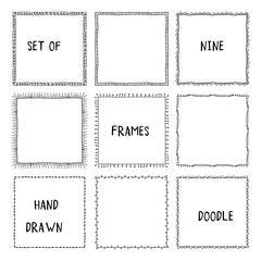 Hand drawn doodle ornamental frames. Vector elements. 