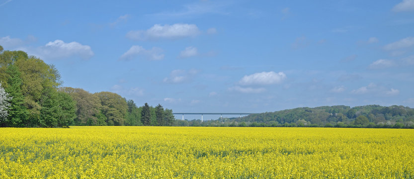 das Ruhrtal bei Kettwig mit der Mintarder Ruhrtalbr&uuml;cke,NRW,Deutschland