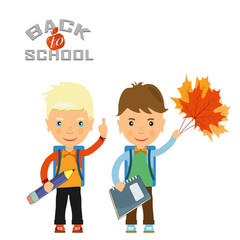 Back to school design. Vector illustration two schoolboys with s