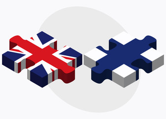 United Kingdom and Finland Flags