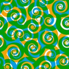 Green curls seamless pattern, vector background.