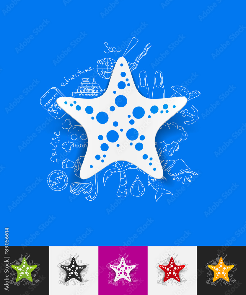 Canvas Prints starfish paper sticker with hand drawn elements