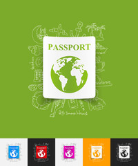 passport paper sticker with hand drawn elements