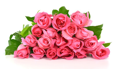 bouquet of pink roses isolated on white background