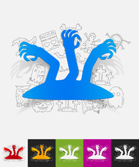 zombie paper sticker with hand drawn elements