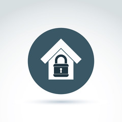 Padlock lock and house classic icon, apartment and home security