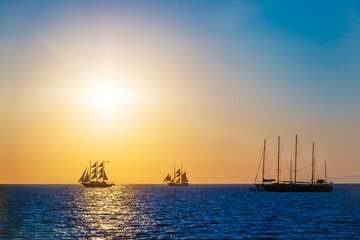 Sailing ships on the sea in sunset © Szasz-Fabian Jozsef