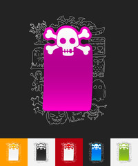 skull paper sticker with hand drawn elements