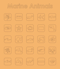 Set of marine animals simple icons