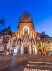 Krakow, Poland, the dominican church of Holy Trinity, built in the XIII th century in the gothic style, in the morning.