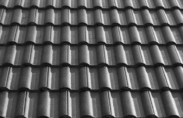 black and white corrugated tile element of roof. Seamless patter