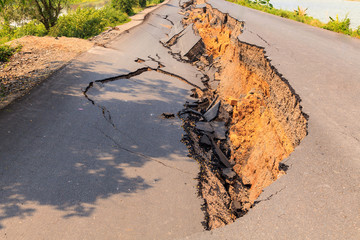 Cracked asphalt road