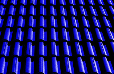 blue corrugated tile element of roof. Seamless pattern