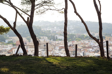 View of the city from the mountain sunny day