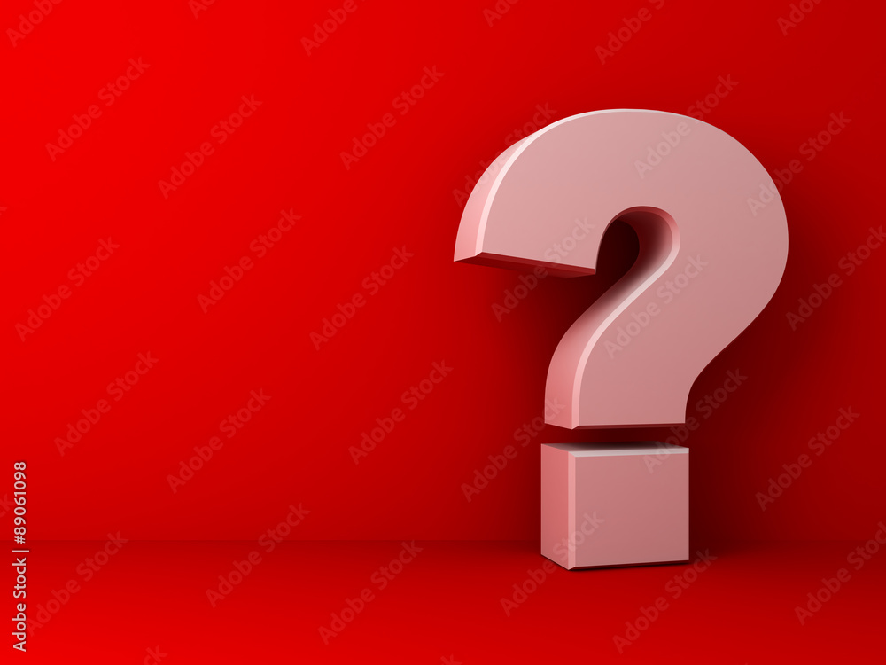 Aufkleber white question mark on red background
