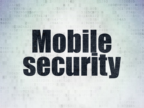 Safety concept: Mobile Security on Digital Paper background