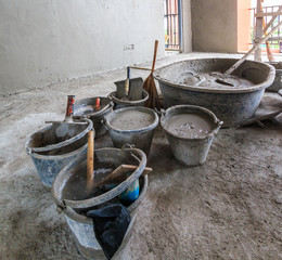 Cement tank for cement mixer at construction site