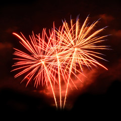 Obraz premium Beautiful fireworks in celebrate day isolate on black background