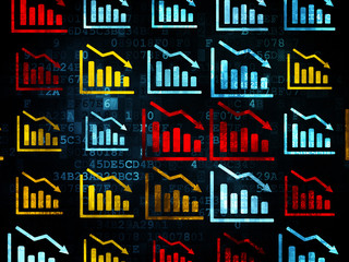 News concept: Decline Graph icons on Digital background